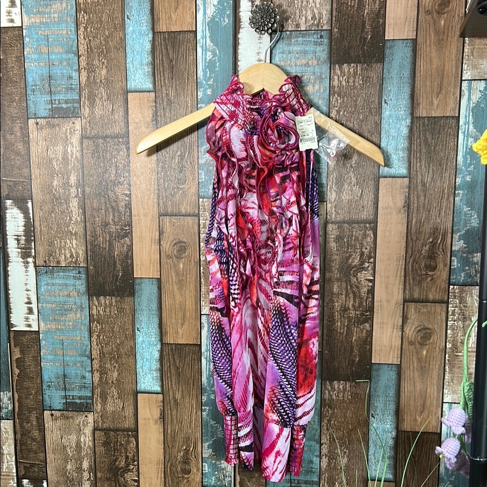 Cartise Vibrant Pink and Purple tropical  Halter top